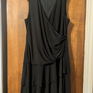 Luxe Black Sleeveless Dress, Draped Bodice